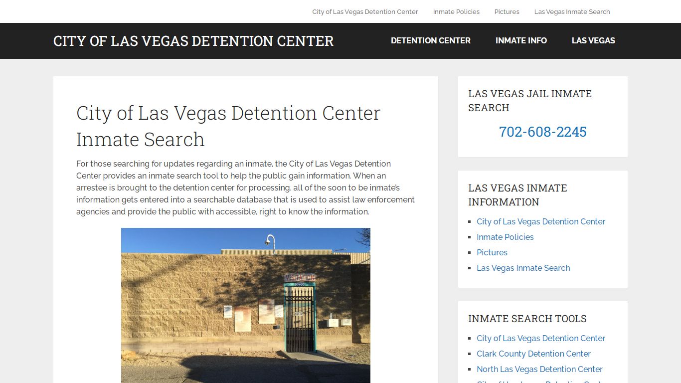 City of Las Vegas Detention Center Inmate Search 702-608-2245