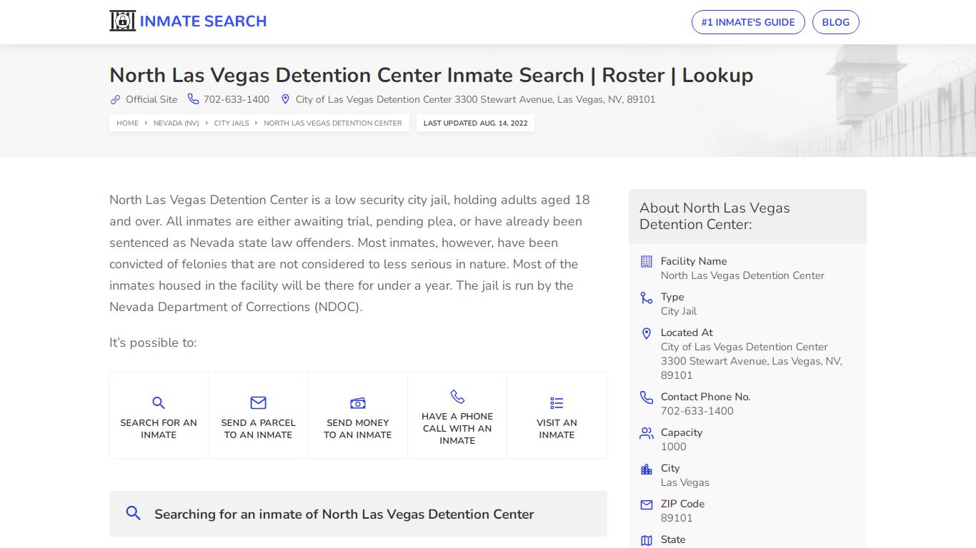 North Las Vegas Detention Center Inmate Search | Roster ...